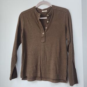 Filson Women's Brown Long Sleeve Henley Top Size: XS